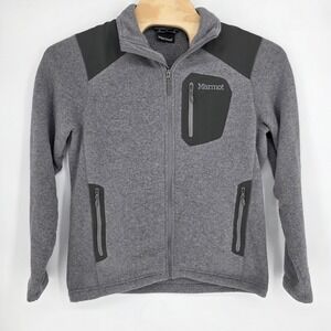 Marmot Wrangell Full Zip Jacket Mens L Gray Knit Sweater Fleece Outdoors Hiking